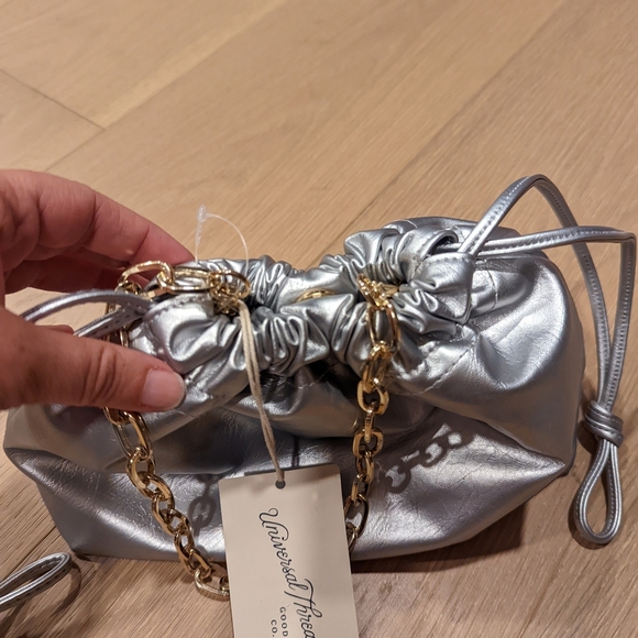 Silver Women's Bag with Gold Chain - Picture 7 of 8